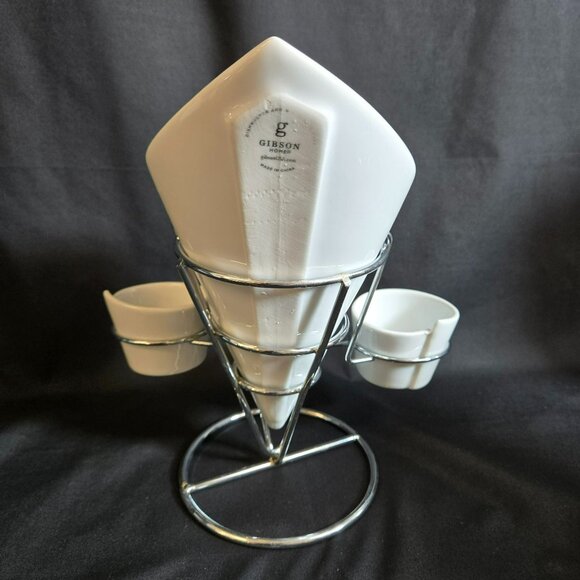 PAIR Gibson Table Compliments 4-Piece French Fry Appetizer Serving Set Ceramic - Picture 6 of 10